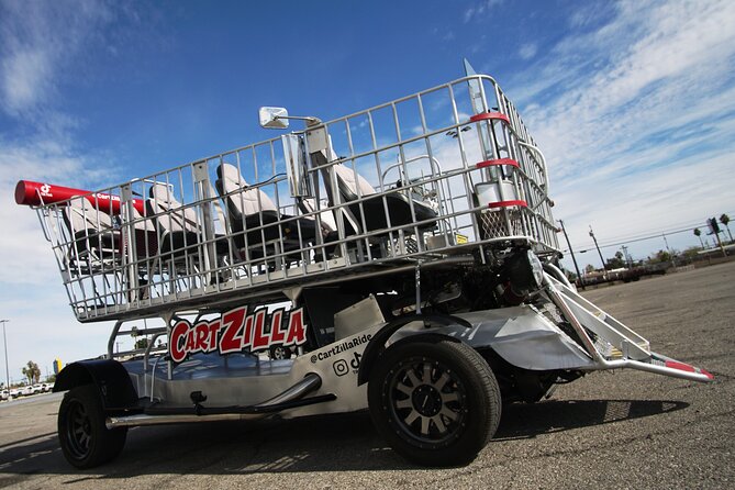Giant Shopping Cart Limo Ride in Las Vegas - Bellagio fountains from an open vehicle