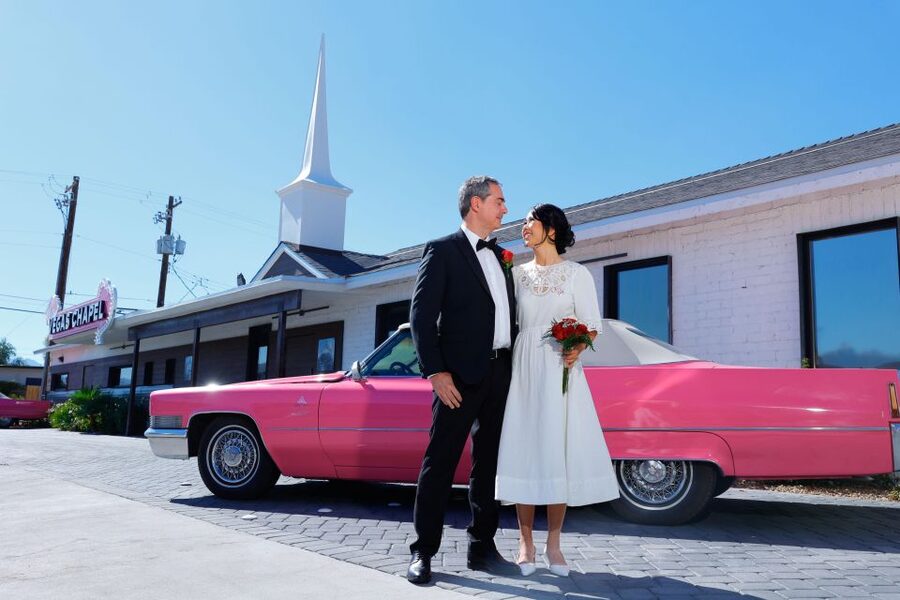 Las Vegas Wedding with Limousine Transportation - The Little Vegas Chapel ceremony