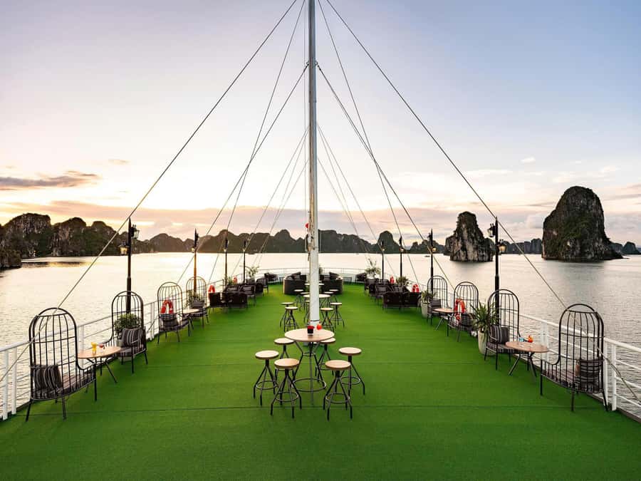 Luxury 6-Star Azura Cruise Halong Bay, Free Hanoi Limousine - Sunset drinks and an evening of shipboard activities